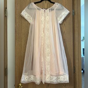 3 piece Vintage Sears 1970s Nightgown W/Robe and night shirt Size S light pink